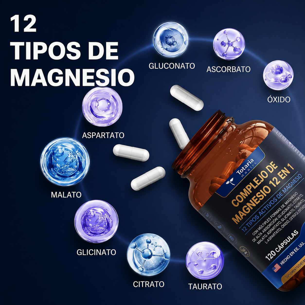 Magnesio 12 en 1 (700 mg) – Recupera tu Energía, Duerme Mejor y Reduce el Estrés