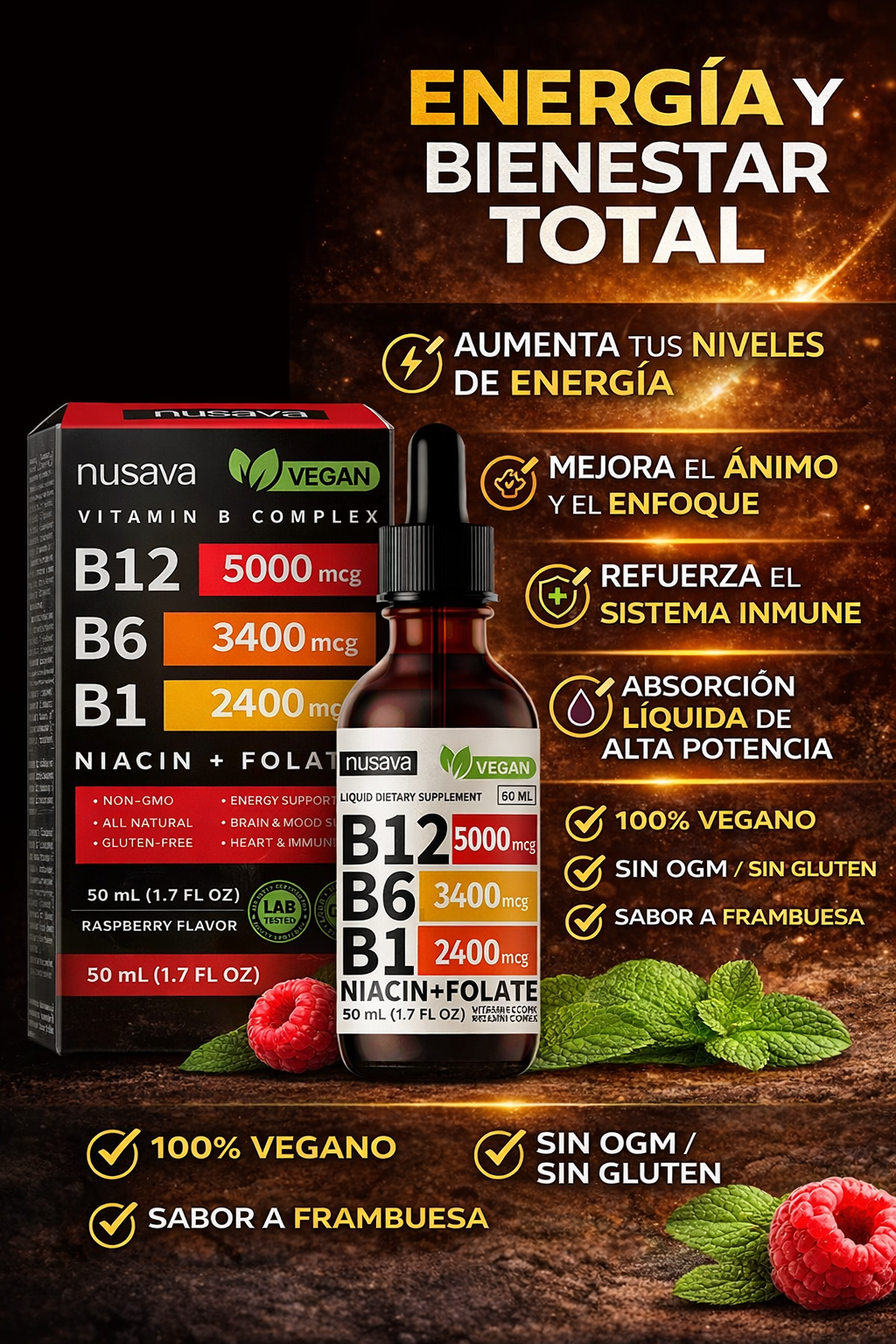 Complejo B Líquido Sublingual Pack x2 – Recupera tu Energía y Mejora tu Enfoque Diario